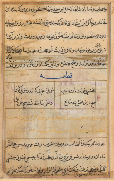 Stránka z Příběhů papouška Tuti-nama: textová stránka, c. 1560. od Unbekannt