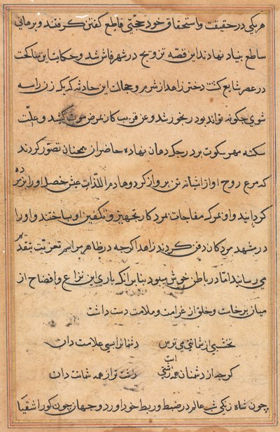 Stránka z Příběhů papouška Tuti-nama: textová stránka, c. 1560. od Unbekannt