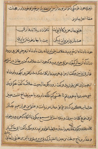 Stránka z Příběhů papouška Tuti-nama: textová stránka, c. 1560. od Unbekannt