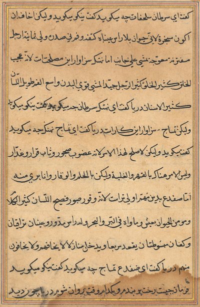 Stránka z Příběhů papouška Tuti-nama: textová stránka, c. 1560. od Unbekannt