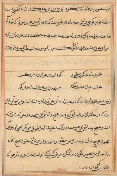 Stránka z Příběhů papouška Tuti-nama: textová stránka, c. 1560. od Unbekannt