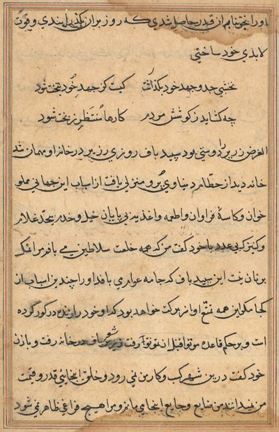 Stránka z Příběhů papouška Tuti-nama: textová stránka, c. 1560. od Unbekannt