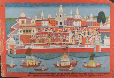 Stránka z rozptýleného rukopisu Bhagavata Purana Život Krišny, ca. 1775. od Unbekannt