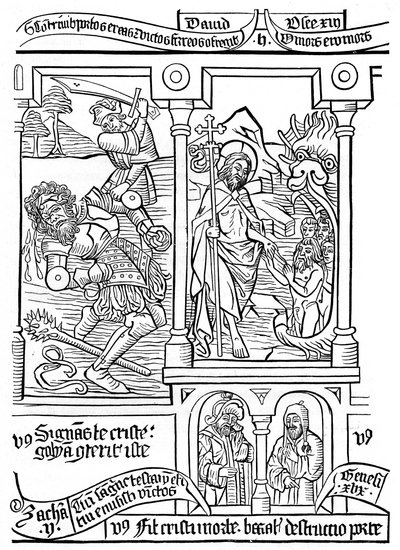 Stránka z Biblia Pauperum, 15. století, 1870 od Unbekannt