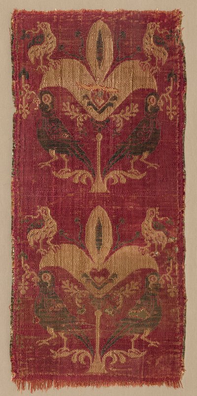 Palmety a ptáci z tuniky nebo záclony, 500-600. od Unbekannt