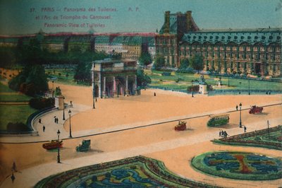 Panoramatický výhled na Tuileries a Arc de Triomphe du Carrousel, Paříž, c1920 od Unbekannt
