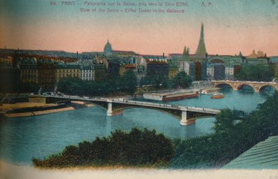 Panorama řeky Seiny s Eiffelovou věží v dálce, Paříž, c1920 od Unbekannt