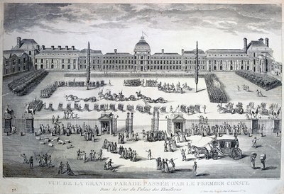 Přehlídka vojsk během Grand Parade, palác Tuileries, 19. století od Unbekannt