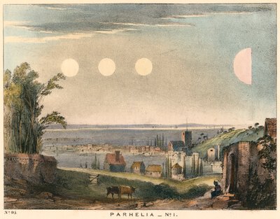 Parhelia zesměšňuje slunce bez halo, pozorováno v Anglii v roce 1698, 1845 od Unbekannt