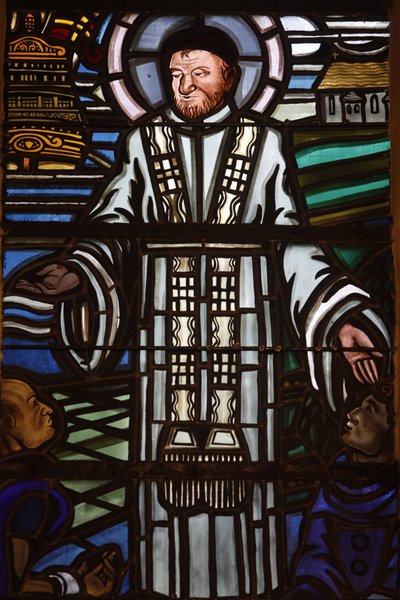 Paříž, Francie Vitráže kostela Saint Laurent: Saint Vincent de Paul, Paříž, Francie od Unbekannt