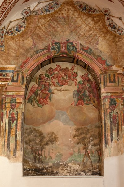 Farní kostel (Iglesia de San Agustín). Interiér. Kaple. Nástěnné malby. Škola Zurbaran. Kaple. Barokní. 17. století. od Unbekannt