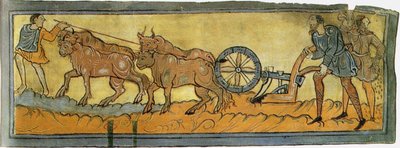 Rolníci orající Miniatura z bavlny MS Tiberius, 11. století od Unbekannt