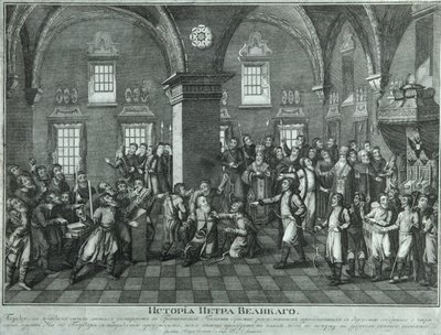 Petr I. v Povstání starověrců v Paláci faset, konec 18. stol. od Unbekannt