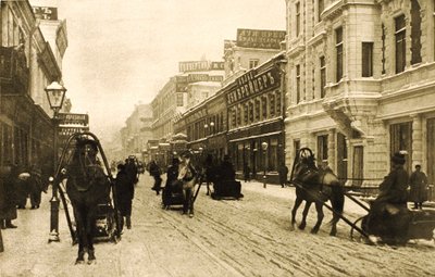 Petrovka Street v zimě, Moskva, Rusko, 1912 od Unbekannt