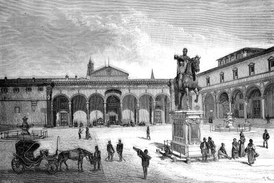 Piazza a kostel Santissima Annunziata, Florencie, Itálie, 1882 od Unbekannt