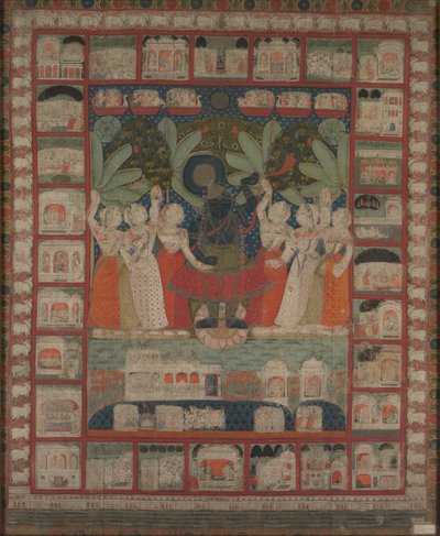 Pichvai zeď visící s uctíváním Shri Nathaji, 1825-1850. od Unbekannt
