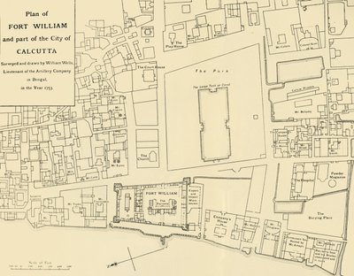 Plán Fort William a části města Kalkaty, 1925. od Unbekannt