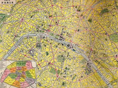 Plán Paříže - centrální čtvrť města světla, c 1930 od Unbekannt