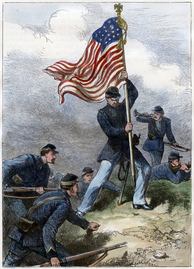 Vysazení vlajky Unie na baště, Obležení Vicksburgu, 1863 od Unbekannt