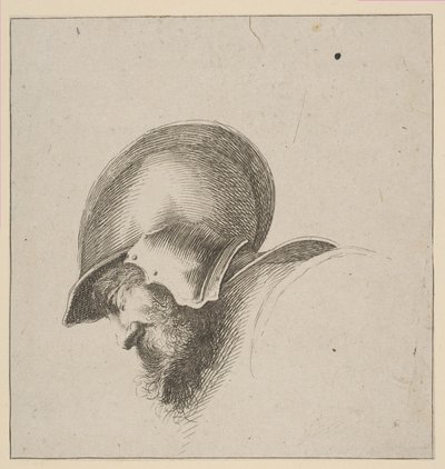 Deska 10: hlava vojáka, ze Základy kreslení I principii del disegno, po roce 1641. od Unbekannt