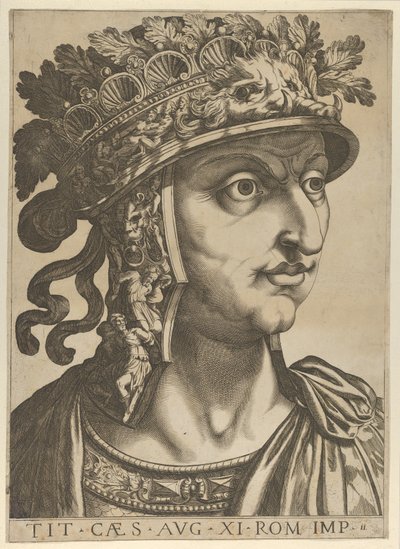 Deska 11: Titus Vespasianus při pohledu doprava, z „Dvanáct Caesarů“, 1610-40. od Unbekannt