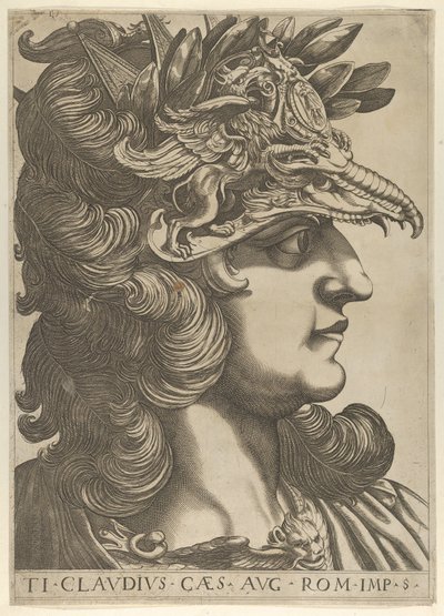 Deska 5: Tiberius Claudius z profilu vpravo, z „Dvanáct Caesarů“, 1610-40. od Unbekannt