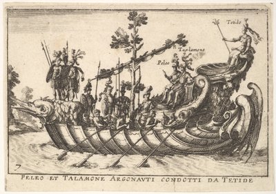 Deska 7: Peleus a Talamone v čele s Argonauty z Tetid, z Velkolepé přehlídky v..., 1664. od Unbekannt