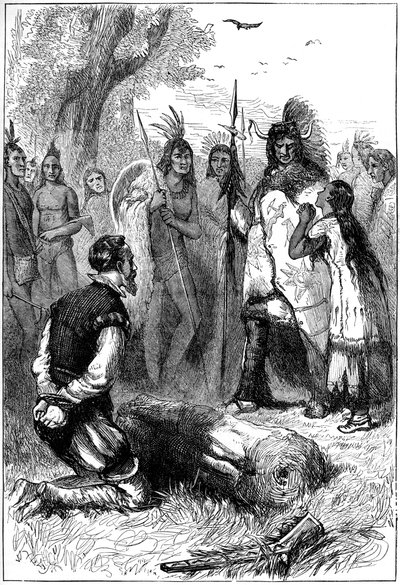 Pocahontas zachránil život kapitánu Smithovi, 1607 c1880 od Unbekannt