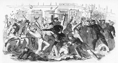 Policie obvinila výtržníky v Tribune Office, c1860s od Unbekannt