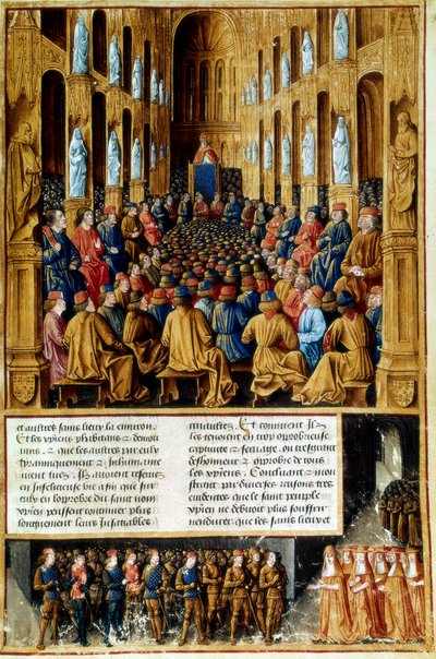 Papež Urban II předsedající koncilu v Clermontu, Francie, 1095 c1490 od Unbekannt