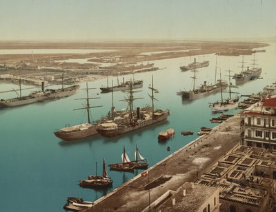 Port Said, Suez, cca 1900 (barevné fotochromatické) od Unbekannt