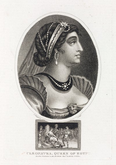 Portrait de Cleopatre (Thea Philopator, 69-30 avant JC), s nástupem syna na scénu sur le trone d