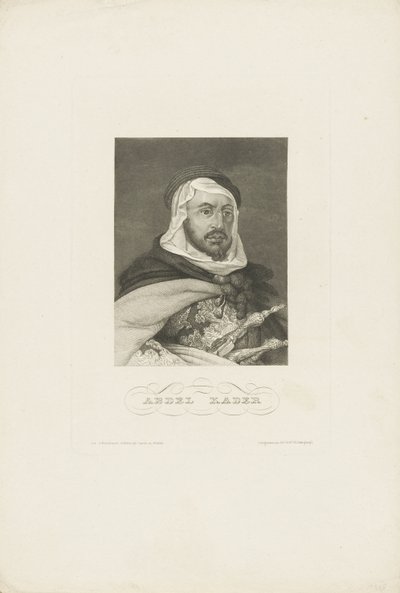 Portrét Abdelkader ibn Muhieddine 1808-1883, cca 1860. od Unbekannt