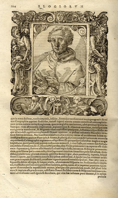 Portrét Kryštofa Kolumba. Z Elogia virorum bellica virtute illustrium od Paola Giovio, od Unbekannt