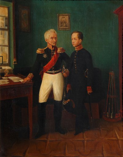 Portrét generála Fjodora Grigorjeviče Friedricha Augusta Goldgeuera 1771-1848 se synem Michailem, c. od Unbekannt