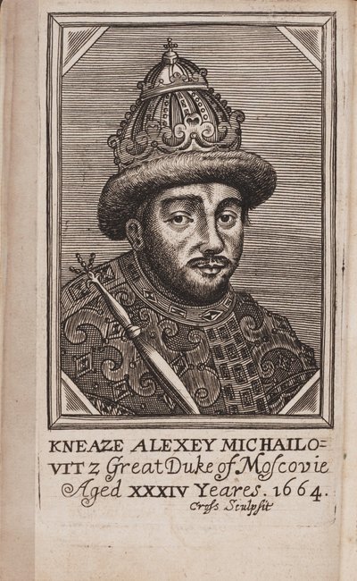 Portrét ruského cara Alexise I. Michajloviče 1629-1676 Od: Současný stav Ruska od Samuela Collinse, 1664 od Unbekannt
