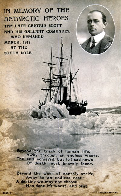 Pohlednice připomínající nešťastnou expedici kapitána Scotta na jižní pól, c1912 od Unbekannt
