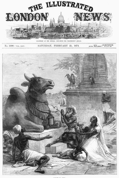 Modlitba k Nandi za úlevu od hladomoru, Bengálsko, Indie, 1874 od Unbekannt