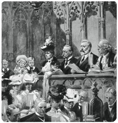 Princ Albert na děkovné bohoslužbě opatství za bezpečný návrat jeho rodičů z Indie, 1906 1937 od Unbekannt