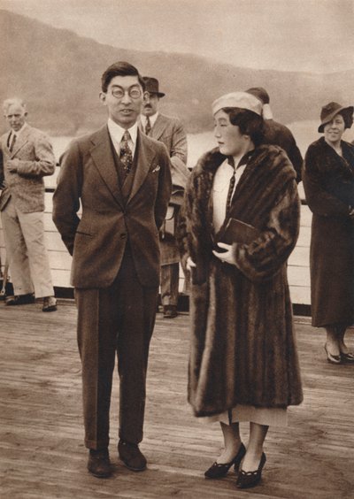 Princ a princezna Chichibu přijíždějící na Queen Mary, 12. dubna 1937 od Unbekannt
