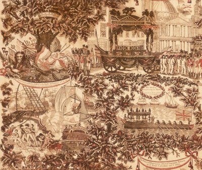 Tištěný plátěný panel zobrazující pohřební průvod lorda vikomta Nelsona, 1806 od Unbekannt