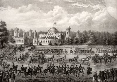 Průvod cara Mikuláše I. do Uspenského chrámu z Petrovského paláce při jeho korunovaci v roce 1825, 1826 od Unbekannt