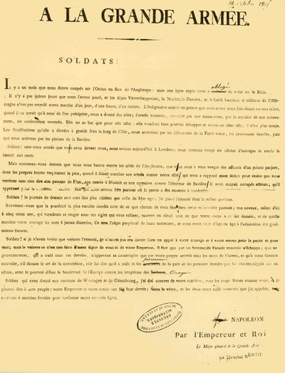 Provolání k armádě, 13. října 1805, 1921. od Unbekannt