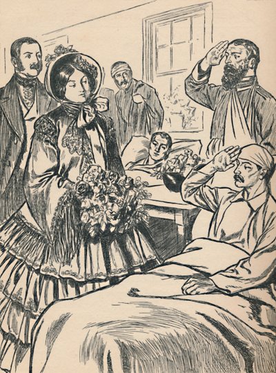 Královna Viktorie navštěvuje své zraněné vojáky, c1907 od Unbekannt