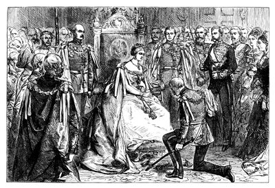 Královna Viktorie držící první udělení řádu Hvězdy Indie, c1861 od Unbekannt