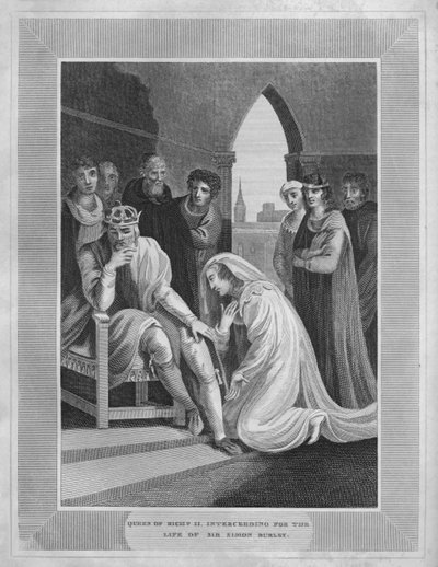 Královna Richarda II. Interceeding for the Life of Sir Simon Burley, 1838 od Unbekannt