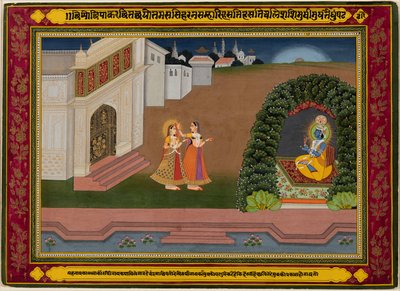 Radhas Confidante ji přivádí ke Krišnovi, c. 1790-1800. od Unbekannt