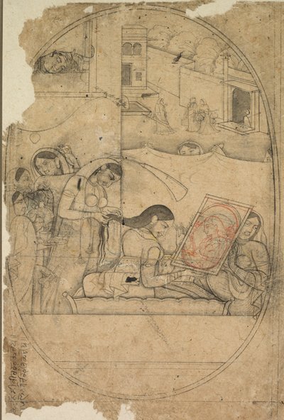 Radhas Hair Being Dressed, c. 1790-1800. od Unbekannt