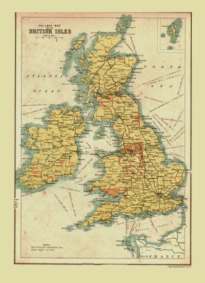 Železniční mapa Britských ostrovů, 1902. od Unbekannt