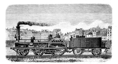 Železniční parní lokomotiva navržená v roce 1849 anglickým inženýrem Thomasem Russellem Cramptonem od Unbekannt
